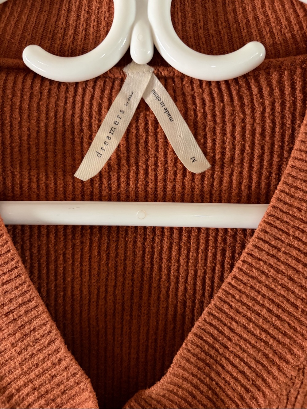 debut Burnt Orange V-Neck Sweater - Ribbed Knit - Picture 4 of 5